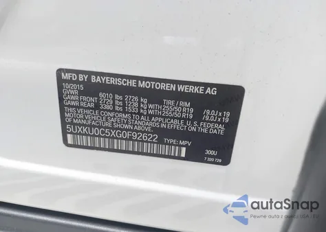 2016 BMW X6 Sdrive35I z USA, uszkodzony, nr VIN 5UXKU0C5XG0F92622